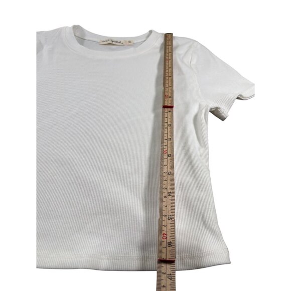 Live To Be Spoiled Womens Ribbed White T-Shirt Size M Cotton Blend - Picture 7 of 11